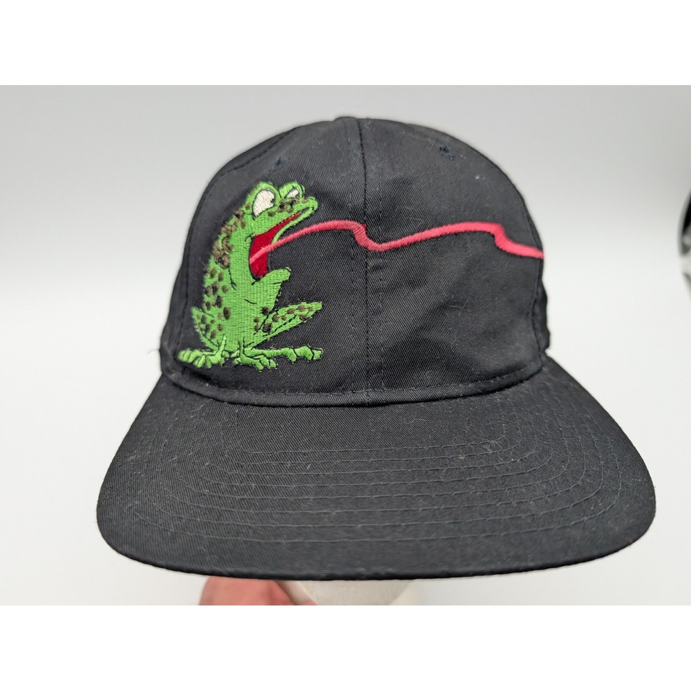 Vintage 1995 Budweiser Frog Snapback Hat American Needle Black Green Underbrim